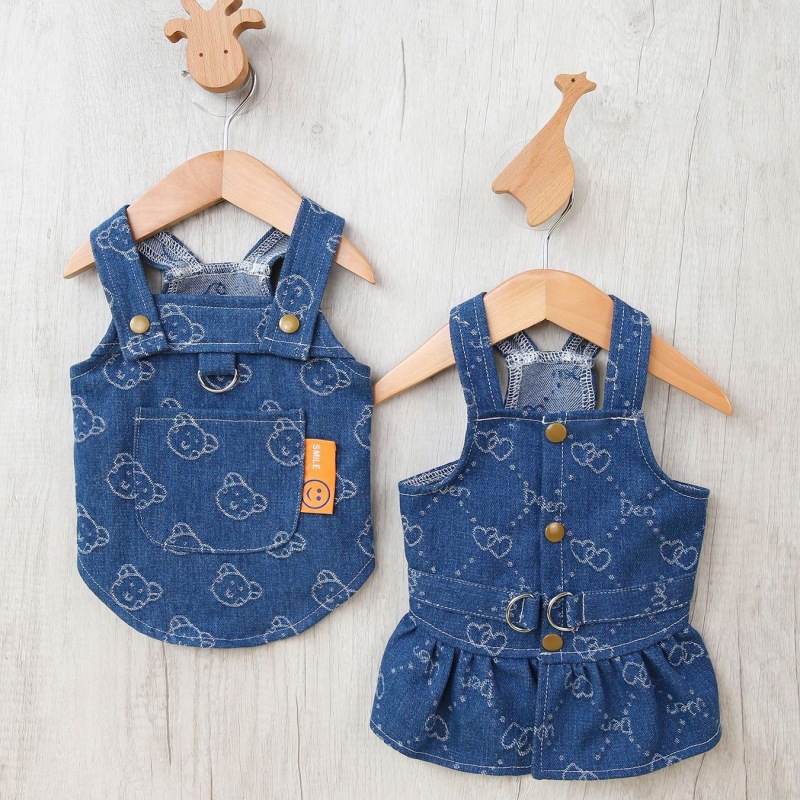 D Ring Strap - Denim hondenjurk harnas puppy zomerkleding voor